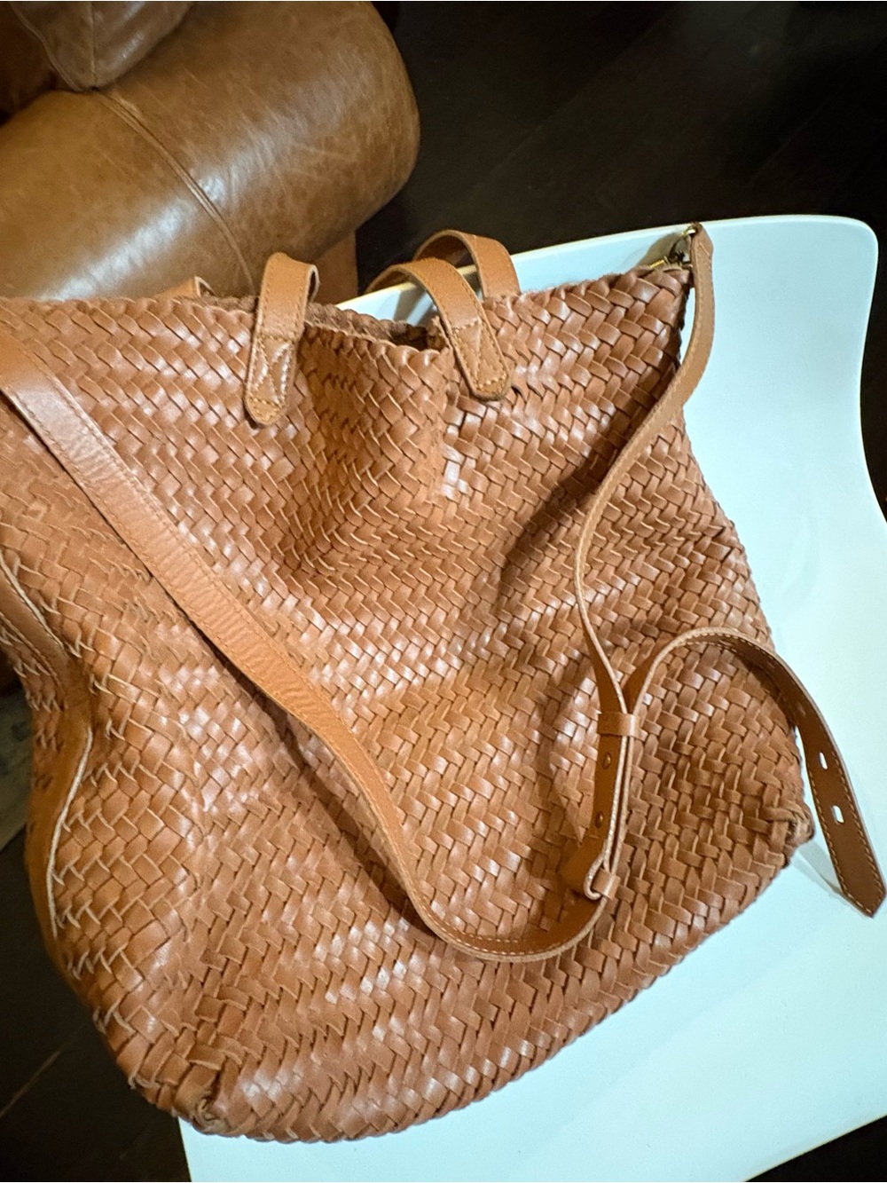 Madewell Brown Woven Leather Tote - Picture 12 of 13